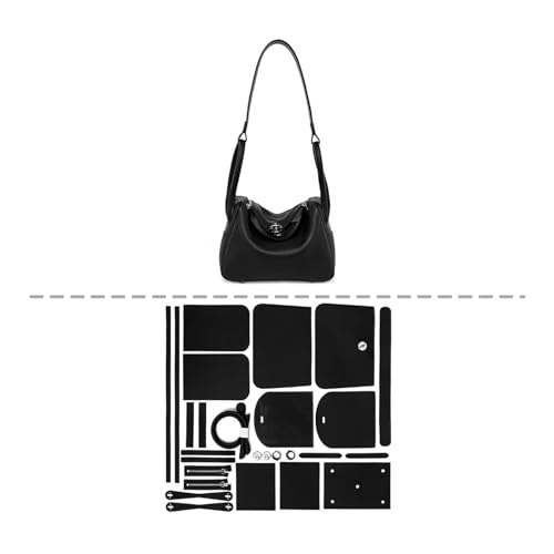 POPSEWING DIY-Taschen-Set, luxuriöse Tragetaschen für Frauen, einzigartige Geschenke für Freundin, Leder-Umhängetaschen-Set, DIY handgefertigte Tasche für personalisierte Geschenke (groß, schwarz) von POPSEWING