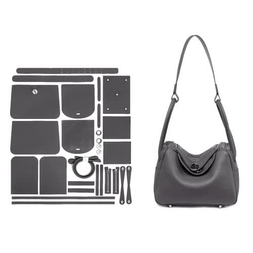 POPSEWING DIY-Taschen-Set, luxuriöse Tragetaschen für Frauen, einzigartige Geschenke für Freundin, Leder-Umhängetaschen-Set, DIY handgefertigte Tasche für personalisierte Geschenke (groß, grau) von POPSEWING