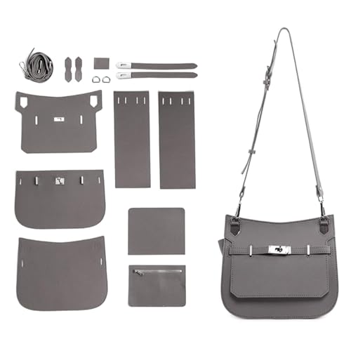 POPSEWING Designer-Umhängetasche-DIY-Kit für Mädchen, Leder-Arbeitsset mit Taschen-Nähset für Umhängetasche, Leder-Kit für personalisierte Geschenke (Grau - DIY-Kits) von POPSEWING