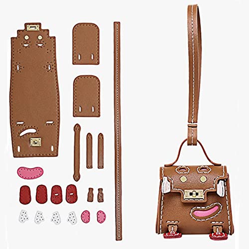 POPSEWING Puppen-Taschenanhänger aus echtem Leder für Handtaschen, niedliche Puppen-Anhänger-DIY-Kits für Mädchen, Designer-Taschenanhänger mit Nähsets für Frauen, einzigartige Geschenke von POPSEWING