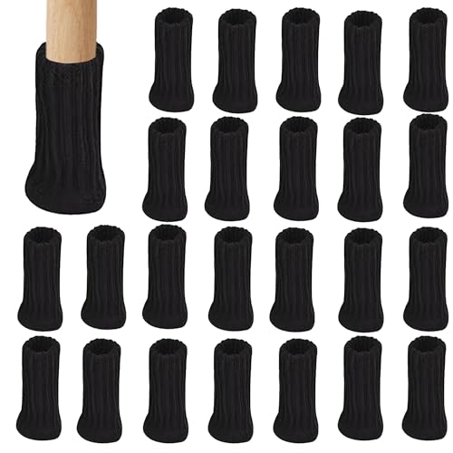 24 Stück Stuhlsocken, Stuhlpolster für die Möbelbeine, Filzgleiter, Anti-Rutsch-Bezüge für Möbel, Barhocker, Tische und Sofas(Schwarz), Chair Leg Floor Protectors von POPSKEETER