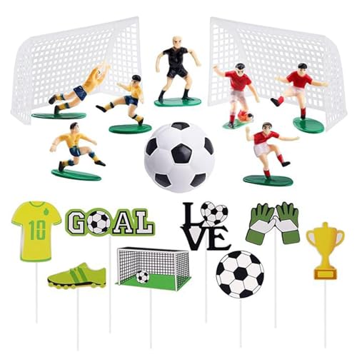 19 Stück Fußball Cake Topper Fussball Tortendeko Set Fussball Torten Deko Fußball Kuchen Deko Soccer Cupcake Topper Für Junge Fußball Sport Thema Geburtstag Party Deko von PORUPAEL