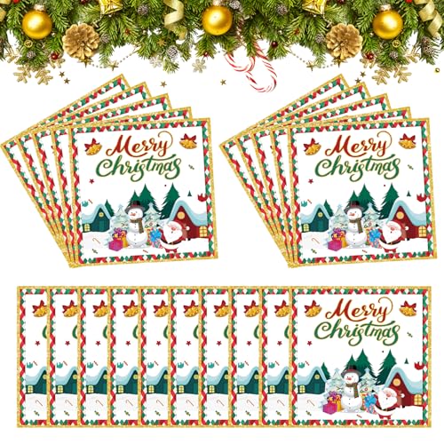 20 Stück Weihnachten Servietten Merry Christmas Servietten Weihnachts Tischdeko Papierservietten Party Paper Napkins Xmas Servitten Christmas Napkins Tischdekorationen Xmas Party Supplies (Schneemann) von PORUPAEL