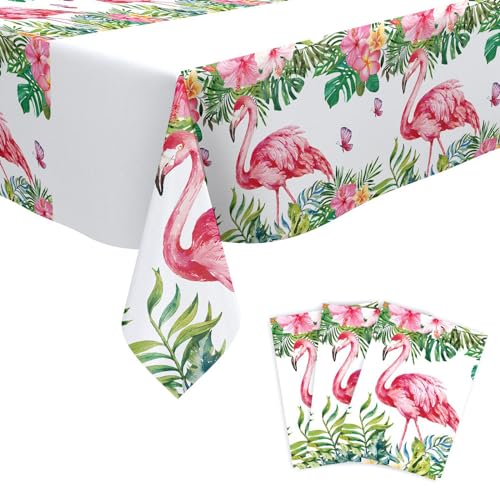 3 Stück Flamingo Tischdecke Hawaiianische Luau Tischdecken 108 * 180cm Rechteckige Tischdecken Aloha Tablecloths Hawaiian Tropische Partyzubehör Sommer Strand Pool Geburtstag Party Deko von PORUPAEL