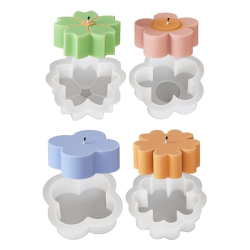 4 Stück Blumen Silikonformen Gießformen 3D Kerzenform Silikon Flower Silicone Candle Molds Seifen Formen Set Blumen Kerzengießformen Für Seife Kerzen Schokolade Kuchendekoration von PORUPAEL