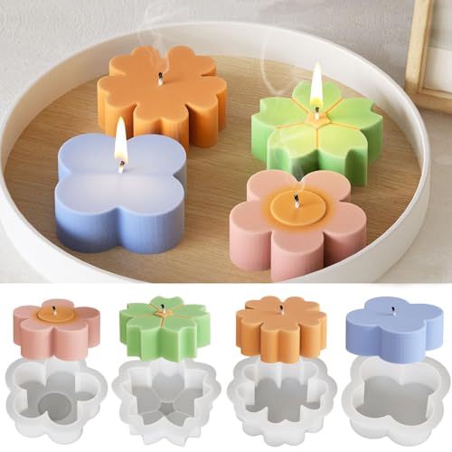 4 Stück Blumen Silikonformen Gießformen 3D Kerzenform Silikon Flower Silicone Candle Molds Seifen Formen Set Blumen Kerzengießformen Für Seife Kerzen Schokolade Kuchendekoration von PORUPAEL