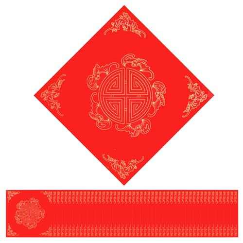 40 Stück Rot Xuan Papier Chinesische Frühlingsfest Wandaufkleber Neujahrsdekoration Chinesische Chunlian Duilian Chinesische Kalligraphie Xuan Papier Rot Dekoration (WuFuLinMen) von PORUPAEL