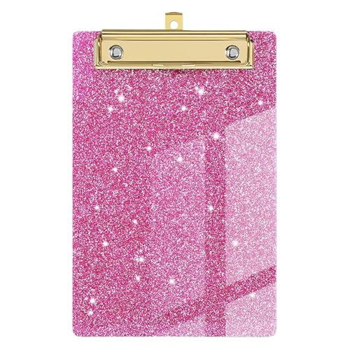 Kunststoff-Acryl-Glitzer-Klemmbrett, 31,8 x 22,9 cm, Sternbuchstabe A4, niedliches Konfetti-Klemmbrett für Klassenzimmer, Lehrer, Frauen mit goldenem Clip, für Büro, Schule (Rosa, 31,8 x 22,9 cm) von PORUPAEL