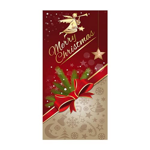 Weihnachten Tür Abdeckung Dekoration Weihnachtsdeko Weihnachtsmann Tür Hängen Banner Rot Weihnachtsbanner Hintergrund Weihnachten Dekoration für Indoor Outdoor Haus Weihnachten Deko (Rot A) von PORUPAEL