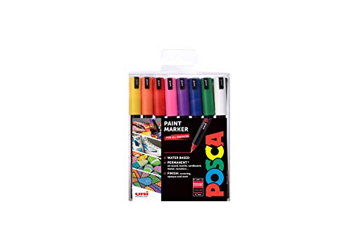 POSCA 153544841 PC-1MR „Paint in a Pen“-Starterset, 0, 7 mm ultra-feine Spitze, wasserbasierte Filzstifte, 8 Farben von POSCA