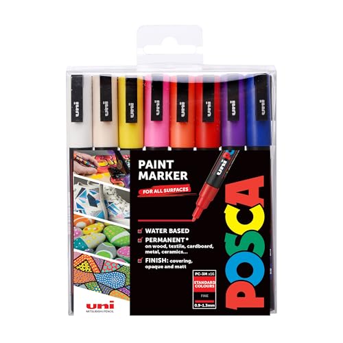 POSCA 153544847 PC-3M „Paint in a Pen“-Set, 1,5 mm breite Kugelspitze, wasserbasierte Filzstifte, 16 Farben von POSCA