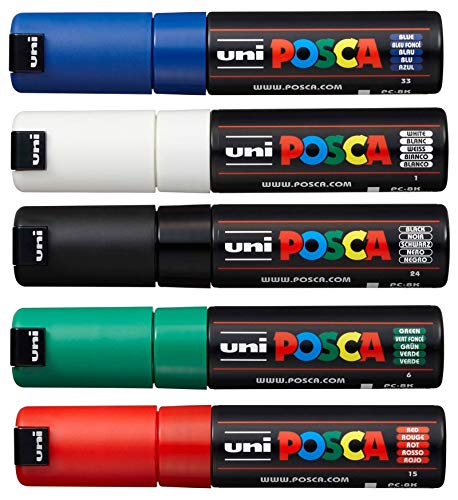 POSCA PX148932000 182699 Marker (mit breiter Keilspitze) schwarz (Sortiert) von POSCA