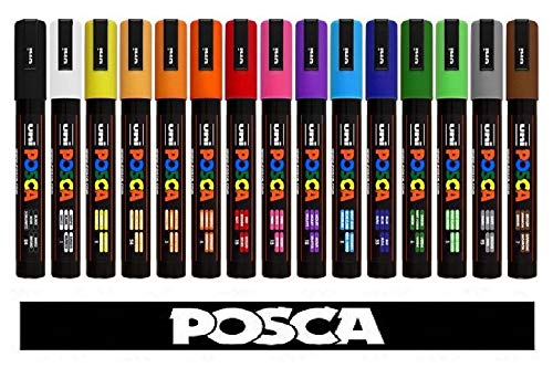 POSCA Uni-Ball Marker Uni PC-5M Tempera 15 verschiedene Farben Professional Set von POSCA