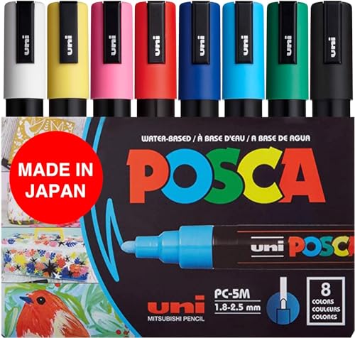Posca Acrylic Paint Marker Set, 8 Color Medium, PC-5M, Version 2 (PC5M8SET) von Uni-Ball