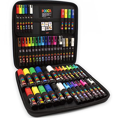 Posca - PC-17K/PC-7M/PC-5M/PC-3M/PC-1M/PC-1MR - Marker - Reise-Hartschalenkoffer mit 54 Stück von POSCA