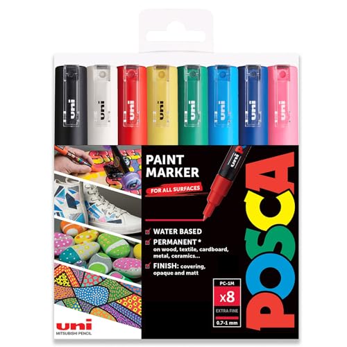 Posca PC-1M Art Paint Marker, 8 Stück, in Kunststoffhülle (Essential Tones) von POSCA