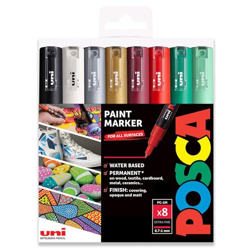 Posca PC-1M Art Paint Marker – 8er-Set – in Kunststoffhülle (Weihnachtstöne) von POSCA