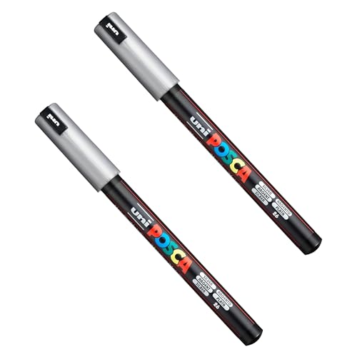 Posca PC-1MR Paint Marker Art Stifte – 0,7 mm Feder – Silbertinte – 2 Stück von POSCA