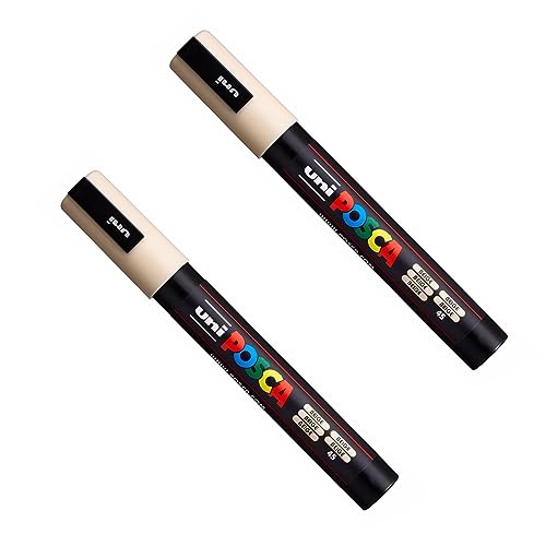 Posca PC-5M Paint Marker Kunststifte – 1,8–2,5 mm Spitze – 2 Stück (Beige) von POSCA