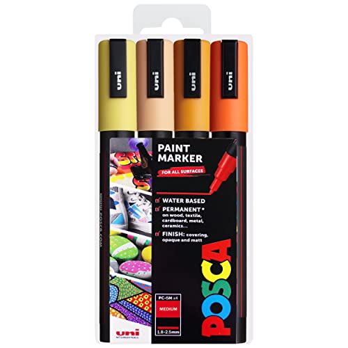 Posca PC-5M Permanent-Marker auf Wasserbasis, 1,8–2,5 mm, Sonnenaufgangstöne, 4 Stück von POSCA