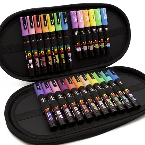 Posca - PC-5M / PC-3M / PC-1M - Paint Marker Art Pens - Vitrine von 24 - Das Pastell-Geschenkset, sortierte Pastellfarben von POSCA