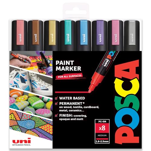 Posca UNI Filzstift-Set, 5 m, Metall, 8 Stück von POSCA