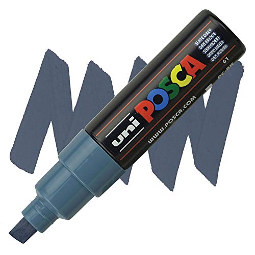 UNI - Posca Marker PC-8K Farbe Glas Stift Breite Meißel Spitze 8.00mm Grau von uni