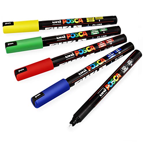 Uni-Ball POSCA PC-1MR Farbmarker, Kunststifte, 0,7 mm Spitze, Basis-Set mit 5 Stiften von POSCA