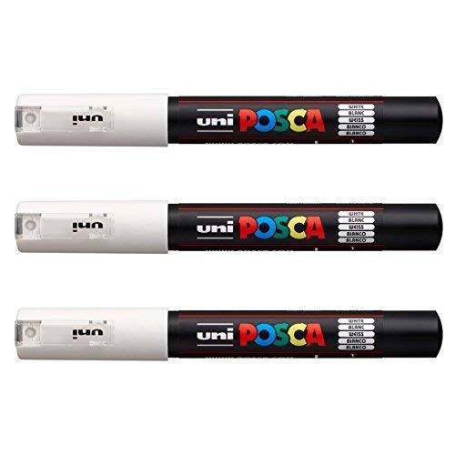 Uni-Ball Posca Marker Stift, Farbe: Weiß, PC-1M, 3 Stück von POSCA