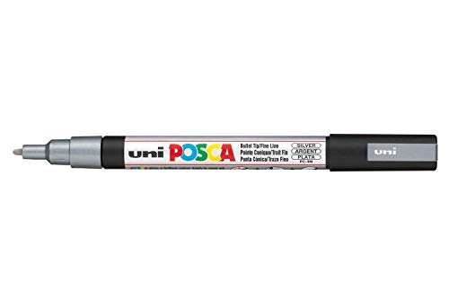 Uni Posca Marker PC-3M Glas Stift fein Kugelspitze 1.3mm Silber von POSCA