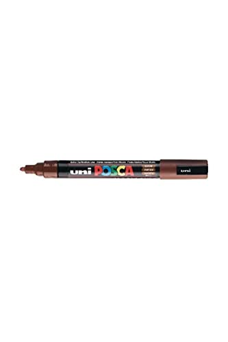 Uni Posca Marker PC-5M Glas Stift Fine Permanentmarker mit Rundspitze 2,5 mm braun von uni