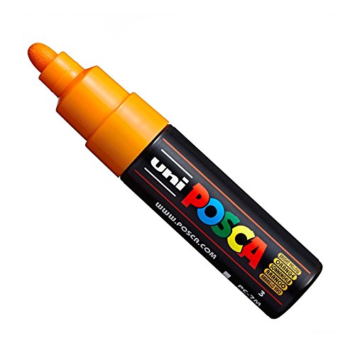 Uni Posca PC-7M, Marker, Kunststift – großes Kugelspitze 4,5–5,5 mm – 15 Farben Bright Yellow (Orange) von POSCA