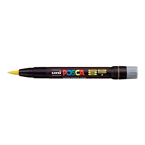 Uni Posca Pinselstift PCF - 350, für Glasmalerei, Strichstärke 8 mm, Gelb von POSCA