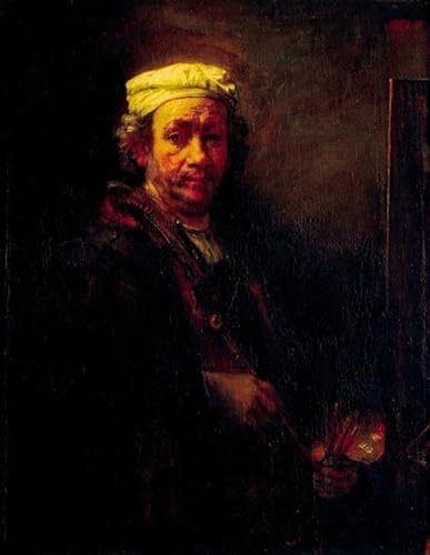 POSTERIIk Berühmt klassischer Kunstdruck Straße Graffiti Bilder Selbstporträt vor der Staffelei von Rembrandt Van Rijn Abstraktes Foto Bild für Wohnzimmerdekoration 60x90cm von POSTERIIk