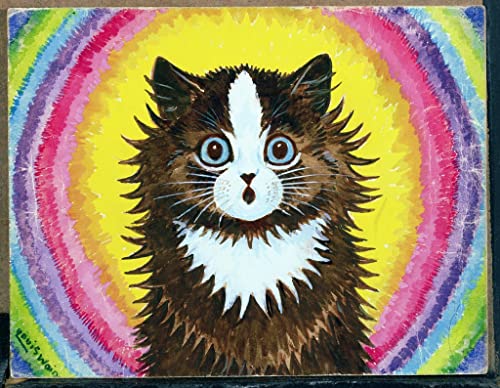 POSTERIIk Vintage Leinwand Ölgemälde Poster Kunstwerke Katze in einem Regenbogen-WC und Gouache auf Papier von Louis Wain Druckgrafik für Office Home Decor 60x90cm von POSTERIIk