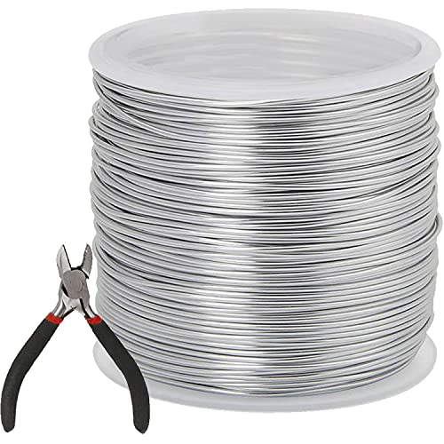 POTUANOT 0,8 mm x 35 m Versilberter Kupferdraht, 20 Gauge Craft Wire Schmuckperlendraht,Anlaufgeschützter Kupferdraht,Schmuckdraht mit Zange für Schmuck Craft Perlenarbeiten(Silber) von POTUANOT