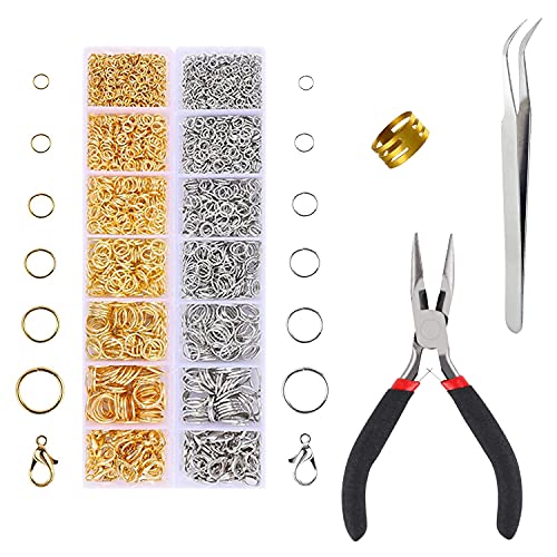 POTUANOT 2000 Offene Biegeringe,Schmuckverschlüsse, Karabinerverschluss,Öffnen Sprung Ringe,für Halsketten Armband DIY Schmuckherstellung und Reparatur Kit(Silber und Gold, 4 mm - 10 mm) von POTUANOT