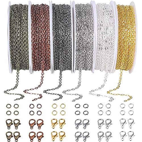 PP OPOUNT 60 Fuß/18m Gliederkette Halsketten, 6 colors DIY Link Kette ketten für Schmuck Zubehör DIY, Handwerk (2 mm) von PP OPOUNT