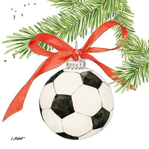 20 Servietten Weihnachten Fußball am Weihnachtsbaum als Tischdeko. Papierservietten mit Motiv. Auch für Decoupage und Serviettentechnik 33x33cm von PPD