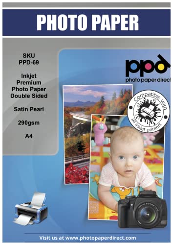 PPD 50xA4 Inkjet Premium Plus Fotopapier Satin 290g Beidseitig Bedruckbar Wasserfest PPD-69-50 von PPD