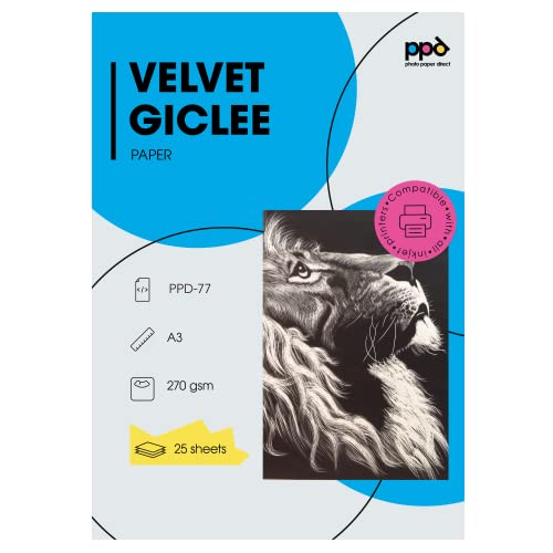 PPD 25xA3 Inkjet Fine Art Etching White Velvet 270g Fotopapier Matt mit sanfter Textur PPD-77-25 von PPD