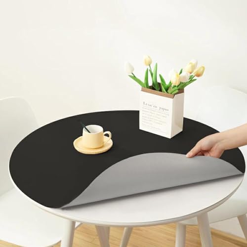 Rund Abwischbar Tischauflage Kunstleder Tischdecke Esstisch Leder Tischunterlage Fleckabweisend rutschfest wasserdichte Tischmatte Schreibtisch Unterlage Tischschutz Matt(Size:100CM,Color:Black) von PPGE HOME