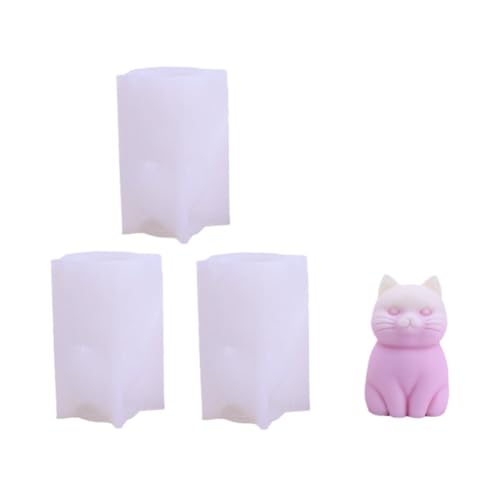 PPcdfre 3PCS Katze Silikon Kerzenform 3D Niedliches KäTzchen Gips Tier Seife Harz Kristall Herstellung DIY Schokoladenform Heimhandwerk von PPcdfre