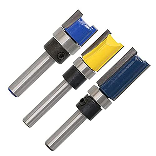 PPcdfre 3Stck 1/4 Flush Trim Router Bits Muster Vorlage Router Bit Set Holzbearbeitung Top Lager FräSwerkzeuge von PPcdfre