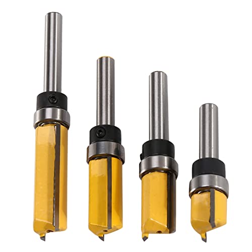 PPcdfre 4Pcs Flush Trim Router Bits Top Lager Router Bit 1/4 Schaft Gerade Muster Vorlage Router Bit HolzfräSer Werkzeug von PPcdfre