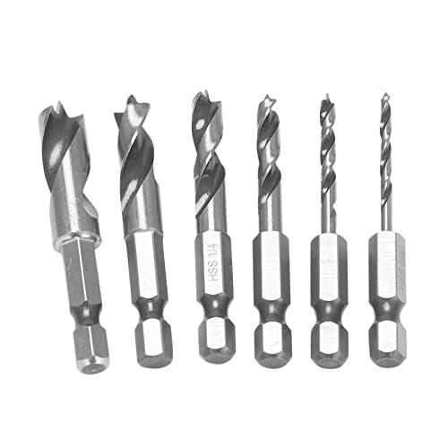 PPcdfre 6 StüCk HSS SAE Stubby Bohrer Bit Set für mit 1/4- Schnell Wechseln Sechskant Schaft 3/32 1/8 3/16 1/4 5/16 3/8 von PPcdfre