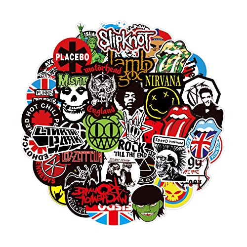 100 Stück Rock Band Punk Aufkleber, Classic Rock Sticker Pack für Erwachsene Cool Metal Punk Musik Aufkleber für Gitarre Laptop Skateboard (ROCK2) von PQLQ