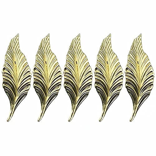 PQLUSZLQLAAM 5 Stück Blatt Form Antike Griffknopf Möbelgriff Küche Schrankgriff Schankschrank Garderobe Schrank Schublade Griffknopf Türgriffe Schubladengriff (Golden) von PQLUSZLQLAAM