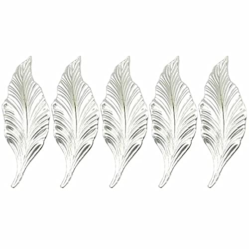 PQLUSZLQLAAM 5 Stück Blatt Form Antike Griffknopf Möbelgriff Küche Schrankgriff Schankschrank Garderobe Schrank Schublade Griffknopf Türgriffe Schubladengriff (Silver) von PQLUSZLQLAAM