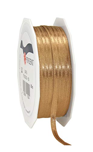 PRÄSENT C.E. Pattberg Satin Gold, 50 m Satinband zum Einpacken von Geschenken, 3 mm Breite, Geschenkband zum Dekorieren & Basteln, Dekoband, Anlass von PRÄSENT